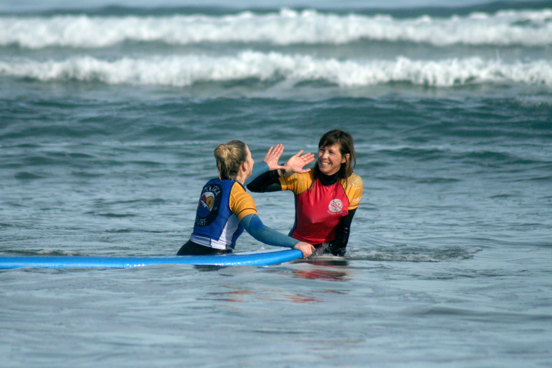 Private women's surf class on Famara Beach Lanzarote